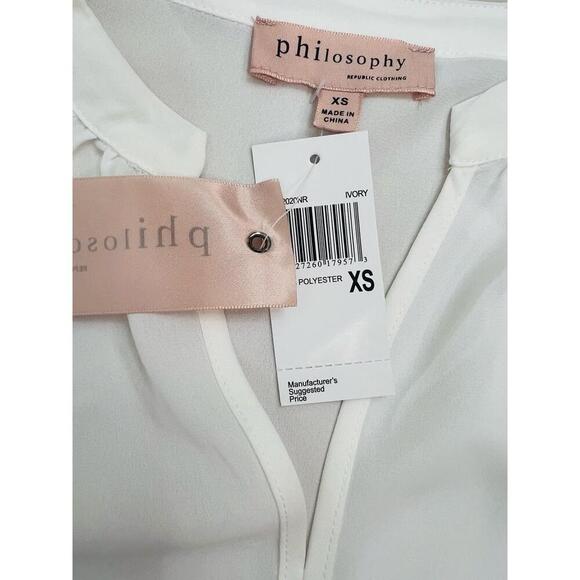 Philosophy Republic Clothing Size XS Ivory Cuffed Short Sleeve Blouse Shirt - Picture 7 of 9